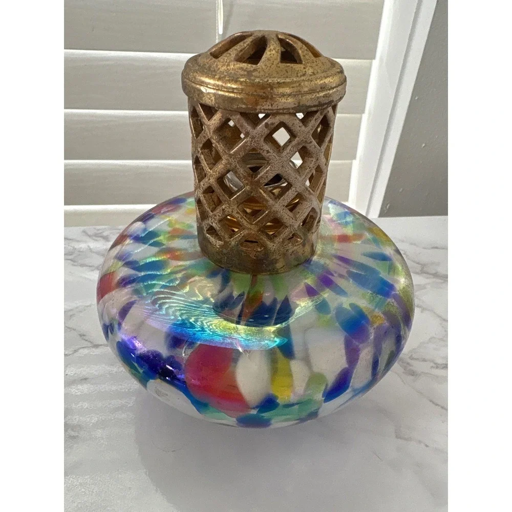 Vintage Iridescent Confetti Artisan Handcrafted Catalytic Fragrance Lamp Gold